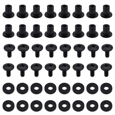 1/4 Inch Black Chicago Screws 16 Sets for DIY Leather/Kydex Gun Holsters/Clips and Knife Sheaths, Includes Phillips Truss Heads + Open Slotted Fasteners + Rubber Washers/Spacers in Saudi Arabia