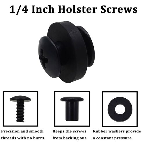 1/4 Inch Black Chicago Screws 16 Sets for DIY Leather/Kydex Gun Holsters/Clips and Knife Sheaths, Includes Phillips Truss Heads + Open Slotted Fasteners + Rubber Washers/Spacers in Saudi Arabia