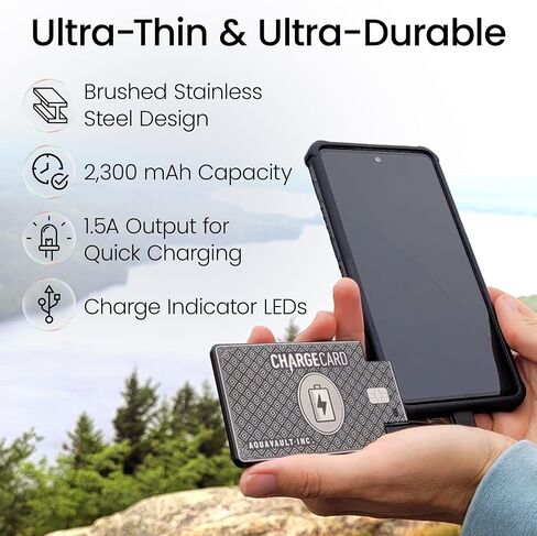 AquaVault ChargeCard Ultra Thin Power Bank 2300mAh Credit Card Size Charger in Kuwait