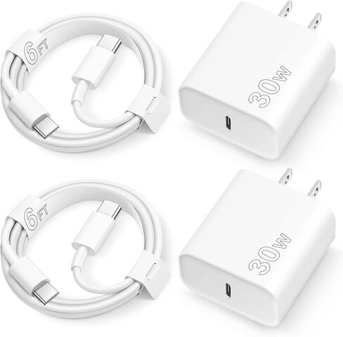 iPhone 17 16 15 Charger Fast Charging 30W USB C Chargers Block Type C Charger 2 Pack 6FT Cord for iPhone 17/17 Plus/17 Pro Max/Air/16/16 Plus/16 Pro Max/15 Pro Max/iPad Pro/Samsung in Saudi Arabia