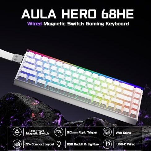 Aula Hall Effect Keyboard and Mouse Combo, Aula Hero 68 HE Hall Effect Keyboard SC620 Wireless Mouse in Saudi Arabia