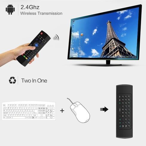 MX3 Fly Air Mouse Remote with Keyboard AMGUR 2.4G Mini Wireless Keyboard Air Mouse Combos IR Learning Remote Control for Android TV Box Raspberry Pi, PS3,PS4,XBOX 360, Mini PC, Google Smart TV Remote in Saudi Arabia