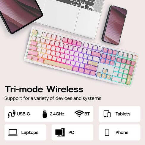 EPOMAKER TH108 Full Size Mechanical Keyboard+NEX Lite Wireless Gaming Mouse w/Screens & RGB Charging Dock in Kuwait
