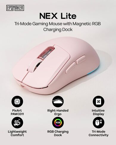EPOMAKER TH108 Full Size Mechanical Keyboard+NEX Lite Wireless Gaming Mouse w/Screens & RGB Charging Dock in Kuwait