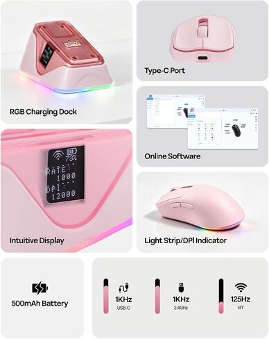 EPOMAKER TH108 Full Size Mechanical Keyboard+NEX Lite Wireless Gaming Mouse w/Screens & RGB Charging Dock in Kuwait