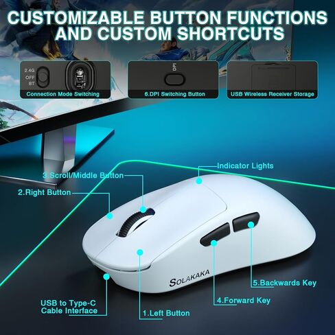 Aula WIN60 HE Pro- 60% Mechanical Gaming Keyboard Wired, Hall Effect Magnetic Switch Keyboard+SOLAKAKA SM850 Wireless Gaming Mouse，24000 DPI Adjustable, Lightweight, Ergonomic Wireless Mouse in Kuwait