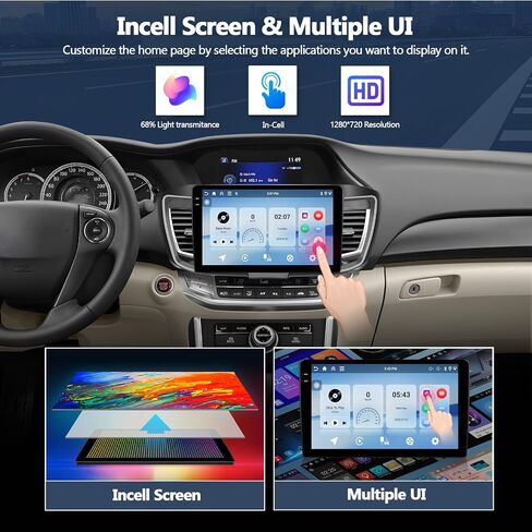 4G+64G Car Radio Stereo for Honda Accord 9th 2016-2017 (for Full Screen), Wireless CarPlay Android Auto, 10 Inch in-Cell 1280 * 720 Touch Screen Head Unit with GPS Bluetooth FM WiFi Backup Camera in Kuwait