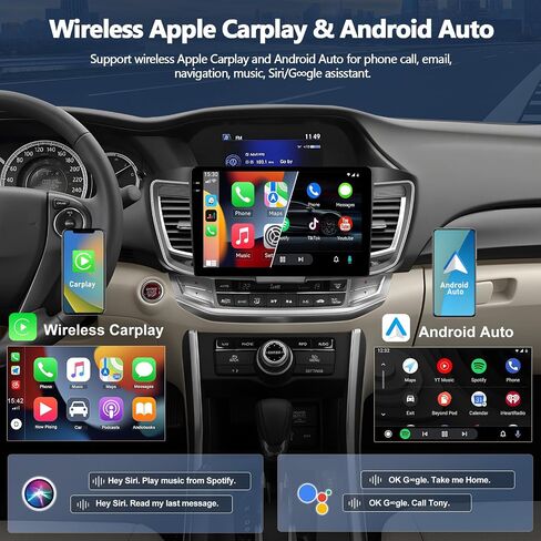 4G+64G Car Radio Stereo for Honda Accord 9th 2016-2017 (for Full Screen), Wireless CarPlay Android Auto, 10 Inch in-Cell 1280 * 720 Touch Screen Head Unit with GPS Bluetooth FM WiFi Backup Camera in Kuwait