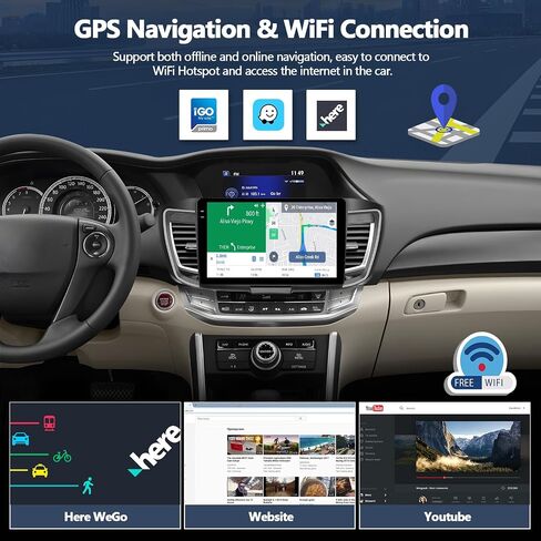 4G+64G Car Radio Stereo for Honda Accord 9th 2016-2017 (for Full Screen), Wireless CarPlay Android Auto, 10 Inch in-Cell 1280 * 720 Touch Screen Head Unit with GPS Bluetooth FM WiFi Backup Camera in Kuwait