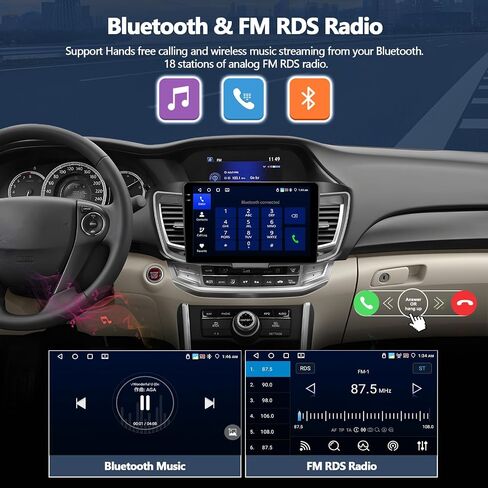 4G+64G Car Radio Stereo for Honda Accord 9th 2016-2017 (for Full Screen), Wireless CarPlay Android Auto, 10 Inch in-Cell 1280 * 720 Touch Screen Head Unit with GPS Bluetooth FM WiFi Backup Camera in Kuwait
