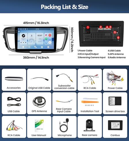 4G+64G Car Radio Stereo for Honda Accord 9th 2016-2017 (for Full Screen), Wireless CarPlay Android Auto, 10 Inch in-Cell 1280 * 720 Touch Screen Head Unit with GPS Bluetooth FM WiFi Backup Camera in Kuwait