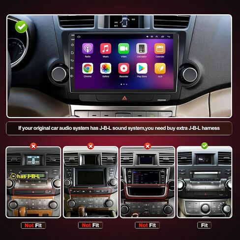 10.1 inch Car Radio for for Toyota Highlander 2008-2013 IPS Touchscreen Android 13 Stereo with Wireless CarPlay Android Auto, 4+64G GPS Navigation Bluetooth Backup Camera Steering Wheel Control in Kuwait