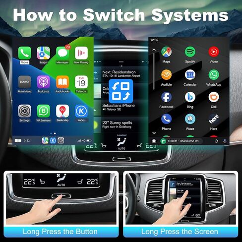 Wireless Carplay & Android Auto Module for Volvo XC90/XC60/XC40/S90/S60/V60/V40 2016-2022 Carplay Retrofit Kit Sensus Upgrade Seamless Connectivity Support Original Camera/SWC in Kuwait