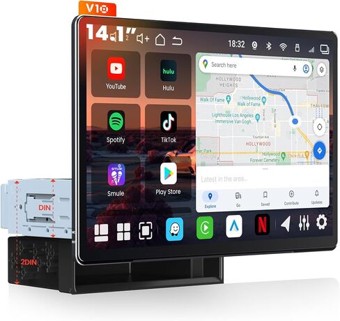 V10 9" Double Din Android Car Stereo, 4G LTE, 6G+128G, in-Car Karaoke, 4-Channel Dash Cam Recording, aptXHD BT5.4, Pro DSP 4V Pre-Out, Optical Digital Out, Wireless CarPlay&Android Auto in Kuwait