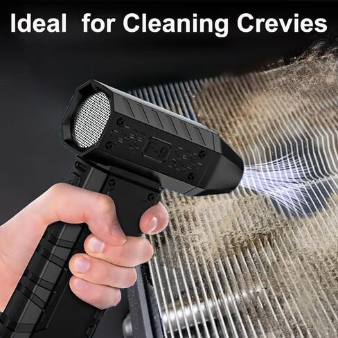Mini Portable Turbo Fan Air Duster, 130000 RPM Compressed Air Blower with Led Light, Cordless Air Blower for PC, Keyboard, Car and Home Cleaning, 100% Variable Speed Adjustment, Rechargeable in Kuwait