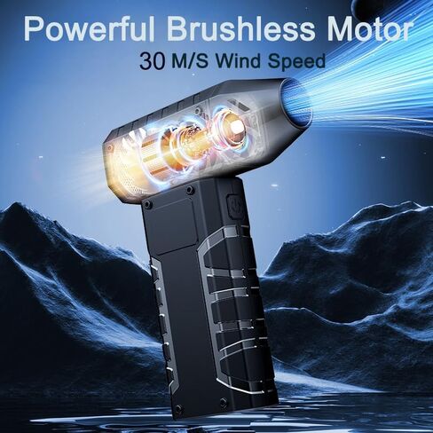 Mini Portable Turbo Fan Air Duster, 130000 RPM Compressed Air Blower with Led Light, Cordless Air Blower for PC, Keyboard, Car and Home Cleaning, 100% Variable Speed Adjustment, Rechargeable in Kuwait