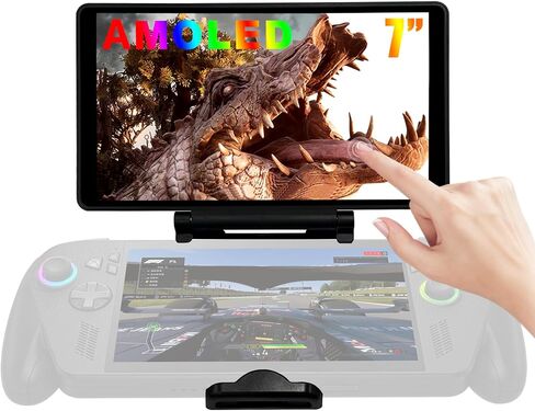 wisecoco 7 Inch AMOLED Clip-on Monitor for ROG Ally/Ally X/Xbox Ally/Steam Deck Replicates the 3DS/NDS Gameplay 1080P FHD Touchscreen External Monitor Tool-Free USB-C One-Cable Connection in Kuwait
