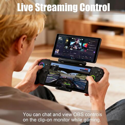wisecoco 7 Inch AMOLED Clip-on Monitor for ROG Ally/Ally X/Xbox Ally/Steam Deck Replicates the 3DS/NDS Gameplay 1080P FHD Touchscreen External Monitor Tool-Free USB-C One-Cable Connection in Kuwait