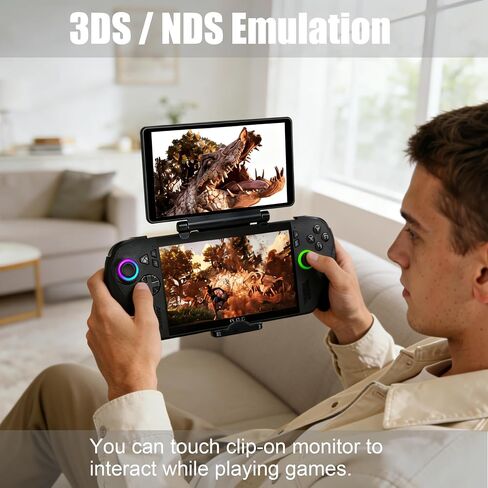 wisecoco 7 Inch AMOLED Clip-on Monitor for ROG Ally/Ally X/Xbox Ally/Steam Deck Replicates the 3DS/NDS Gameplay 1080P FHD Touchscreen External Monitor Tool-Free USB-C One-Cable Connection in Kuwait