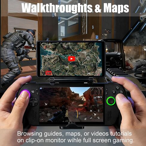 wisecoco 7 Inch AMOLED Clip-on Monitor for ROG Ally/Ally X/Xbox Ally/Steam Deck Replicates the 3DS/NDS Gameplay 1080P FHD Touchscreen External Monitor Tool-Free USB-C One-Cable Connection in Kuwait