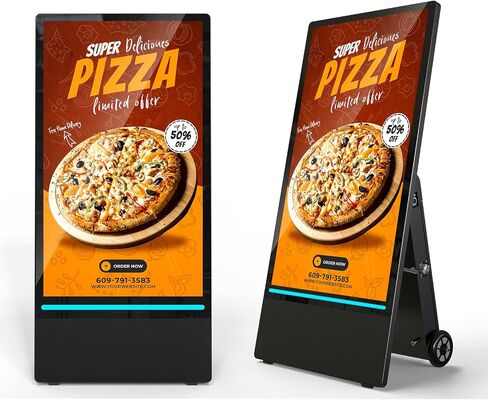 43 inch Outdoor Mobile Digital Signage Display, LCD IP65 Waterproof Advertising Display Kiosk with Rechargeable Battery, Brightness Auto-Adjustment and Impact Resistant Screen in Kuwait