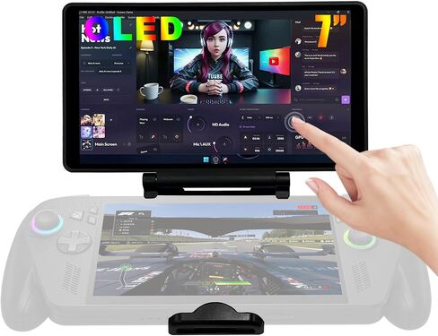 wisecoco 7 Inch AMOLED Clip-on Monitor for ROG Ally/Ally X/Xbox Ally/Steam Deck Replicates the 3DS/NDS Gameplay 1080P FHD Touchscreen External Monitor Tool-Free USB-C One-Cable Connection in Kuwait