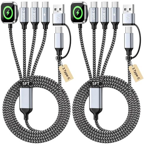 Travel Essentials 4-in-2 Multi Charging Cable for Apple Watch Charger, 5FT in Saudi Arabia