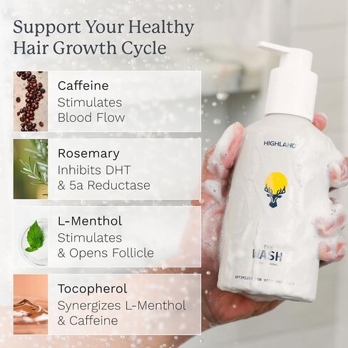 Highland The Wash - Hair & Scalp Shampoo Alternative with Botanicals for Damaged Strands, Restoration & Healthier Hair Growth - Hydrating & Nourishing Cleanser - Wild Mint Sandalwood Scent - 10.1oz in Kuwait