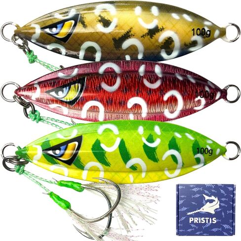 Pristis 3 pcs Sinking Jigs, Slow Fall Pitch Metal Sea Fishing Lures in Kuwait