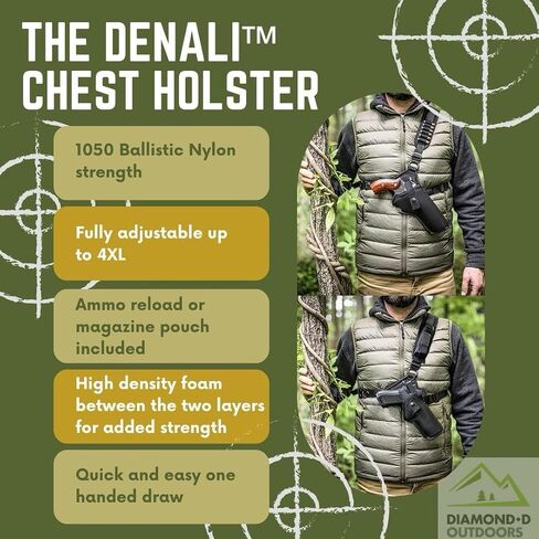 Diamond D Outdoors - Denali Chest Holster for XL Revolver up to 6 ¾" Barrel w/Reflex Sight Cut Down, 357/41/44/454 in Saudi Arabia