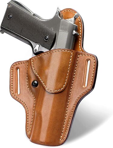 OWB Leather 1911 Holster - Fits Most Non-Rail 1911 Models, Fits 5", 4.25" & 4" Barrel 1911 Pistols - Colt, Springfield, Kimber, Rock Island, Tisas, Ruger, S&W & More, Right-Hand in Saudi Arabia