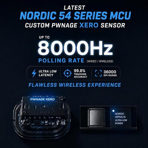 PWNAGE Ultra Custom Wireless RGB Gaming Mouse - Esports Pro Gamer Flawless Professional PAW3950 Optical Sensor 36,000 DPI -100% PTFE Skates (Symm 3 White 300mAh) in Kuwait