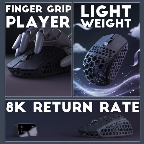 Darmoshark M5Air V2 Mini Fingertip Grasp Gaming Mouse Carbon Fiber,Tri-Mode 30K DPI PAW3950 Optical Sensor Lightweight 31g,8K Polling,Programmable Buttons,Computer Mouse for Laptop,PC,Windows in Kuwait