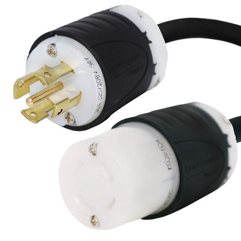 Iron Box NEMA 1ft L21-30P to L15-30R Plug Adapter - Durable and Reliable 30A, 208V, 10/4 SJOOW Portable Generator Cord for Transfer Switches, Data Centers, and Other High-Powered Applications (Black) in Saudi Arabia