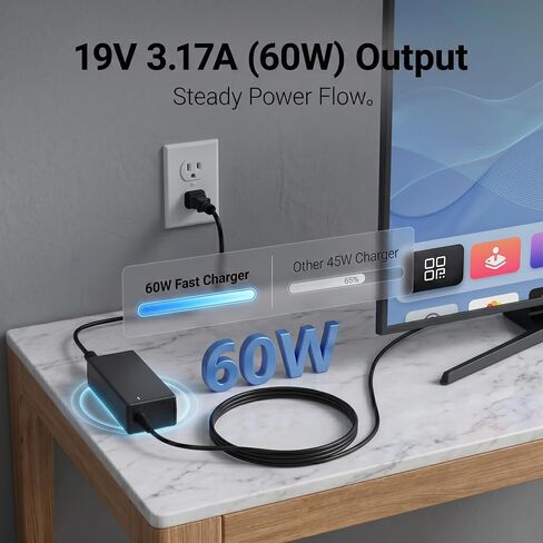 Syfrufo DC 19V 3.17A Power Cord for Samsung TV Monitor 32" in Kuwait