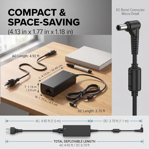 Syfrufo DC 19V 3.17A Power Cord for Samsung TV Monitor 32" in Kuwait