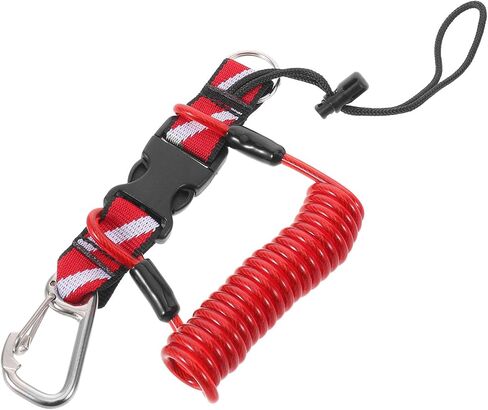 Diving Lanyard Heavy Duty Stainless Steel with Quick Release Buckle and Spring Coiled Strap Comfortable Wrist Fit for Scuba Gear and Flashlights Outdoor Dive Accessory in Kuwait