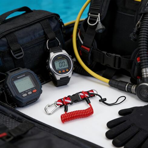 Diving Lanyard Heavy Duty Stainless Steel with Quick Release Buckle and Spring Coiled Strap Comfortable Wrist Fit for Scuba Gear and Flashlights Outdoor Dive Accessory in Kuwait