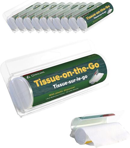 Coghlan's Tissue on the Go - Compact Travel Pack with Dispenser for Camping, Hiking, Backpacking, and Outdoor Adventures, Portable and Convenient Tissue Essentials, 2-Pack in Kuwait