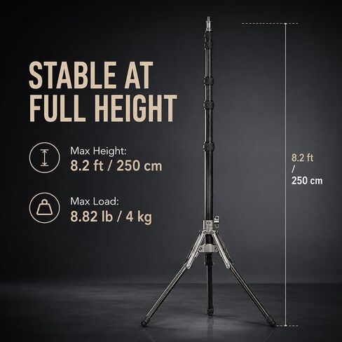 Harlowe CF250 Carbon Fiber Photography Light Stand, 8.2 ft, 8.82 lb Load in Kuwait