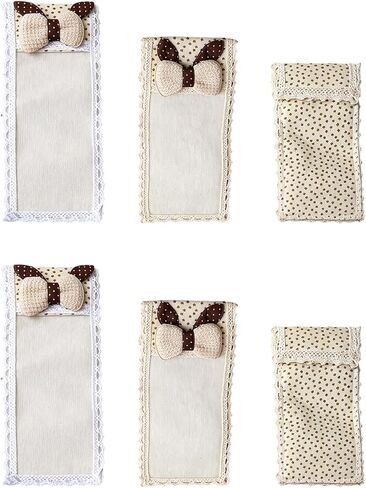 5 Pcs Beige TV Remote Control Cover Set, Dustproof Polyester Fiber Remote Protector with Lace Trim, Starry Pattern for Home Decor, 9.1 in, 7.9 in, 6.7 in Sizes Included in Saudi Arabia