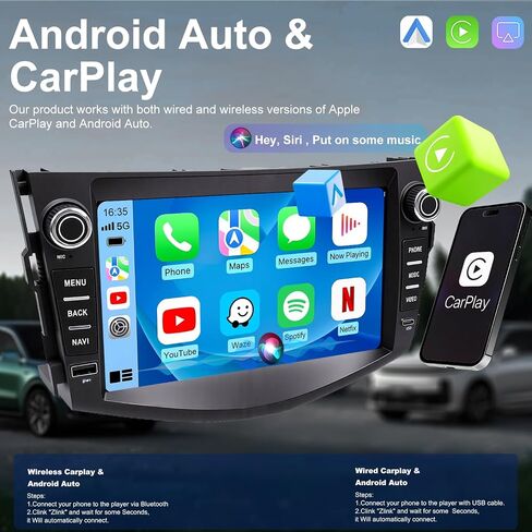 Upgrade Car Radio Stereo for Toyota RAV4 2006 2007 2008 2009 2010 2011 2012, 8 Inch Touch Screen Head Unit with Wireless Carplay Android Auto GPS Navigation FM Bluetooth SWC 5G WiFi HD Backup Camera in Saudi Arabia