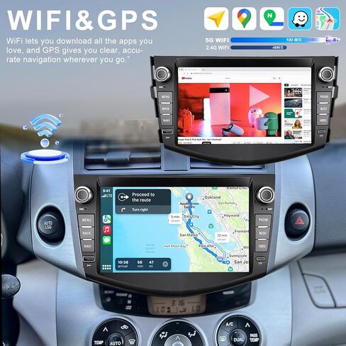 Upgrade Car Radio Stereo for Toyota RAV4 2006 2007 2008 2009 2010 2011 2012, 8 Inch Touch Screen Head Unit with Wireless Carplay Android Auto GPS Navigation FM Bluetooth SWC 5G WiFi HD Backup Camera in Saudi Arabia