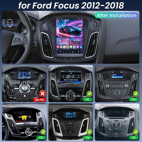 [8Core 4G+64G] Car Radio for Ford Focus 2012-2018: 9.7" HD Touchscreen Stereo with Wireless CarPlay Android Auto 5GWiFi GPS Bluetooth FM AM 48EQ SWC, 1080P Backup Camera in Kuwait