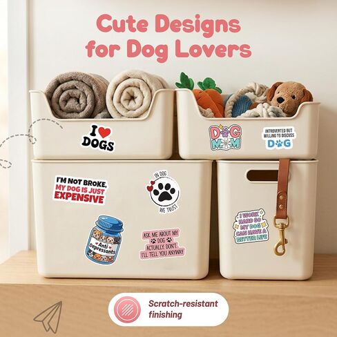 Dog Mom Stickers for Laptops, Bottles & More – Cute, Funny Dog Stickers with White PVC and Glossy Designs - Waterproof Decals for Outdoor Use - Pack of 14 PCS in Saudi Arabia