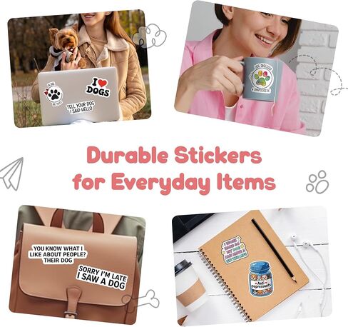 Dog Mom Stickers for Laptops, Bottles & More – Cute, Funny Dog Stickers with White PVC and Glossy Designs - Waterproof Decals for Outdoor Use - Pack of 14 PCS in Saudi Arabia