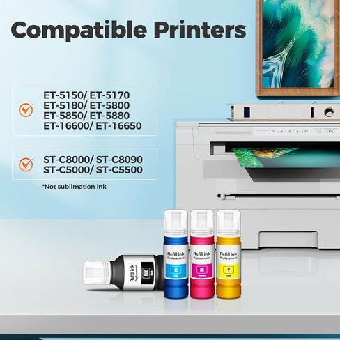 Comptible for EPT542 Ink Refill Bottles ET-5850 ET-5150 ET-5170 ET-16650 in Saudi Arabia