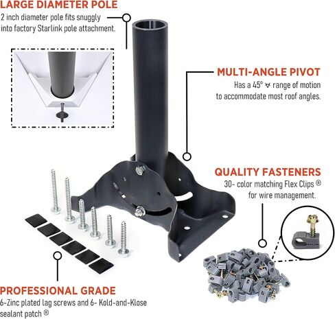 Starlink Mini Heavy Duty Steel Pivot Roof Mount Kit w/ Accessories in Kuwait