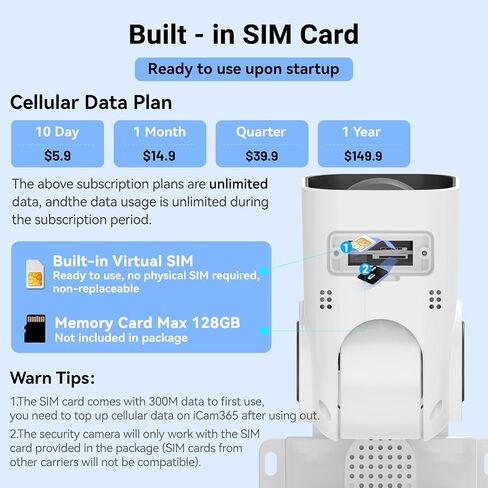 4G LTE Cellular Security Cameras, Solar Powered, No WiFi Needed, Outdoor Wireless, Built-in eSIM Card, Color Night Vision, 2K PTZ Live View, Motion Detection, 2-Way Audio in Kuwait