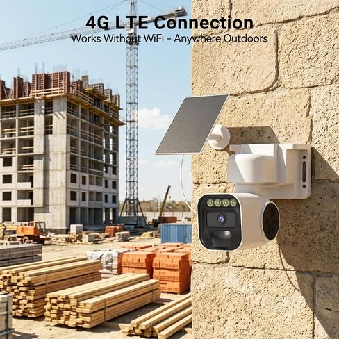 4G LTE Cellular Security Cameras, Solar Powered, No WiFi Needed, Outdoor Wireless, Built-in eSIM Card, Color Night Vision, 2K PTZ Live View, Motion Detection, 2-Way Audio in Kuwait